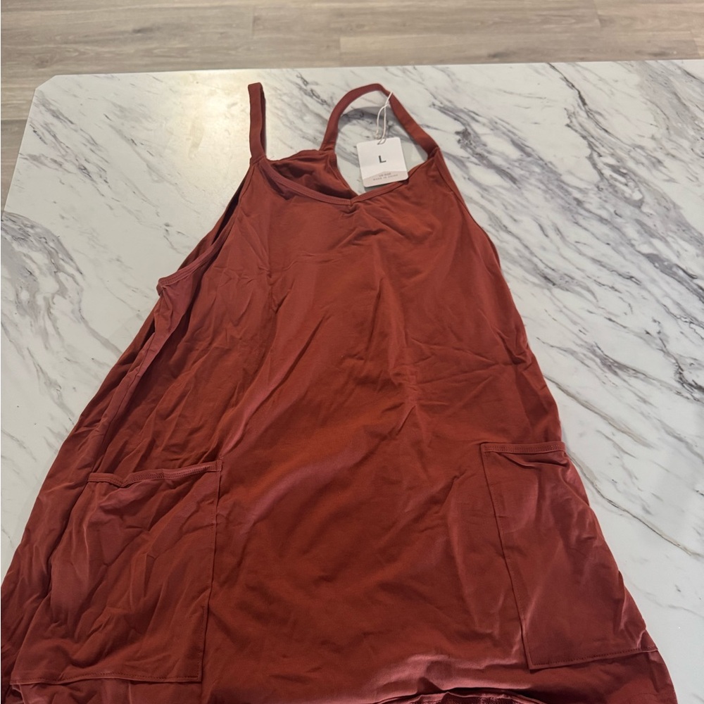 Rust Sleeveless Dress with Pockets